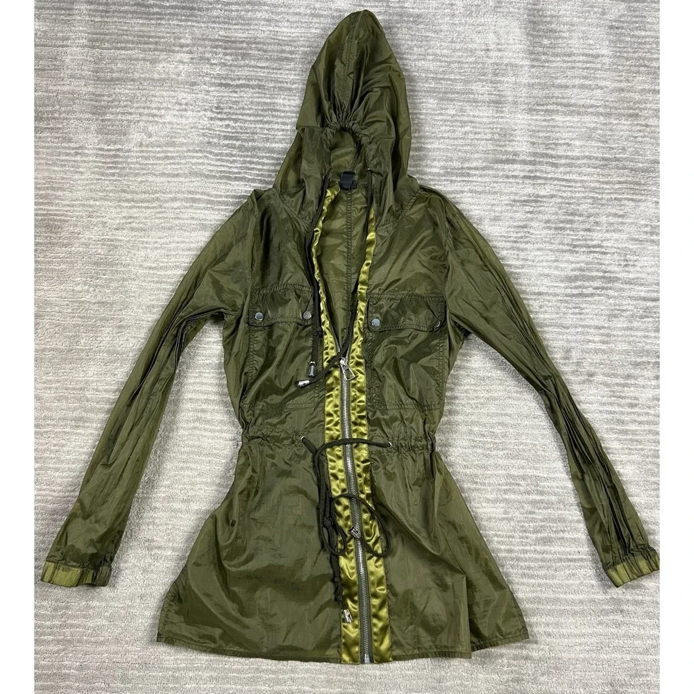 Windsor Jacket Womens Small Green Full Zip Long Sleeve Hooded Sheer Windbreaker